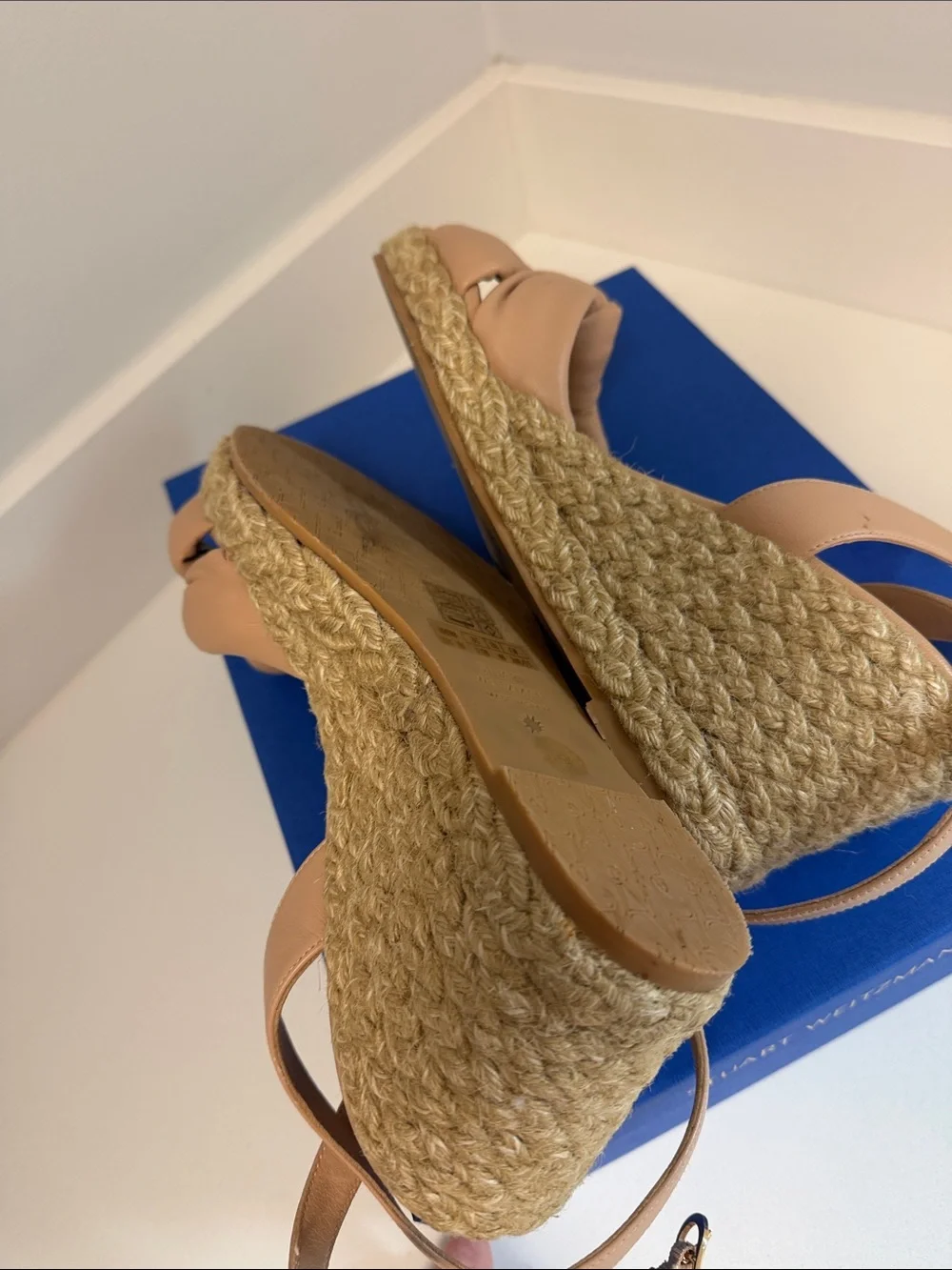 Stuart Weitzman Beige Knotted Espadrille Sandals
